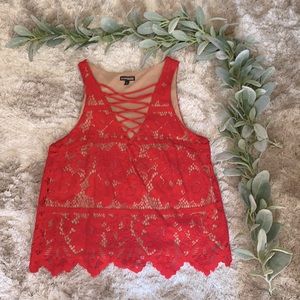 Red & Nude Laced Blouse🤍